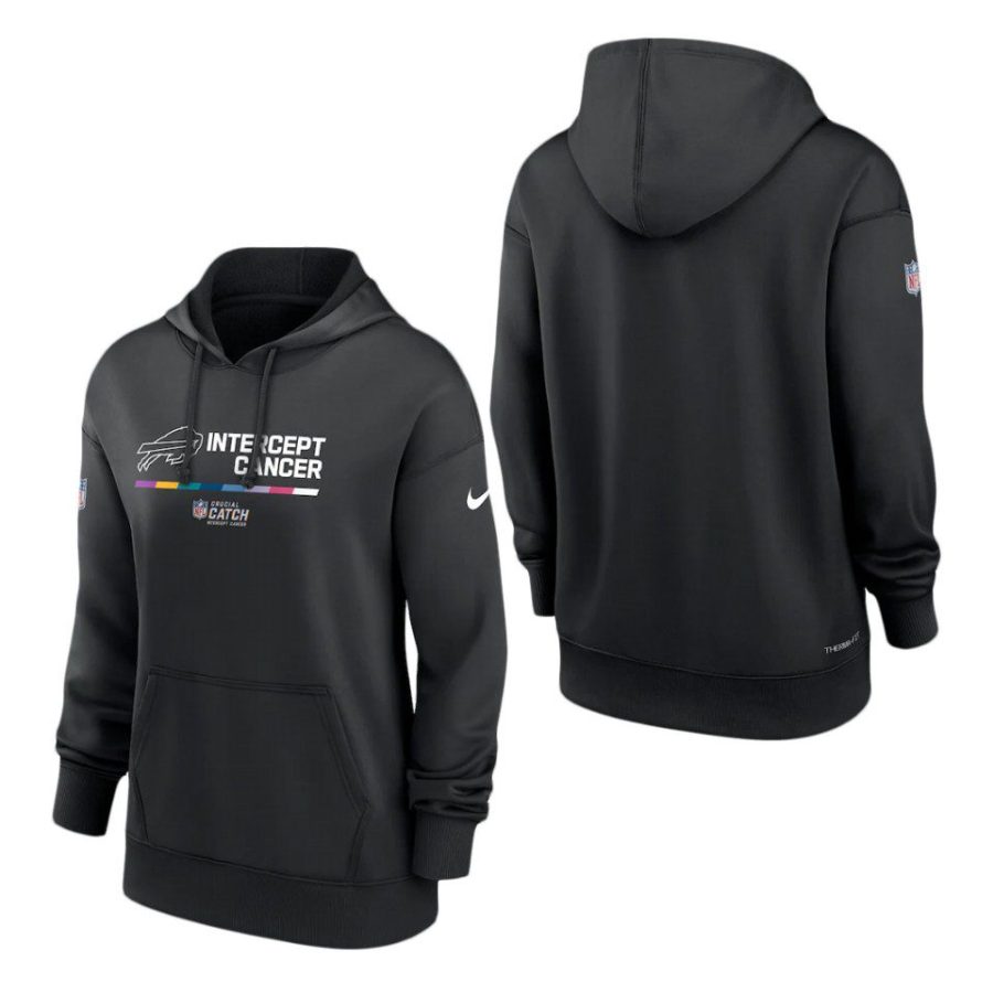 women bills black 2022 nfl crucial catch therma pullover hoodie