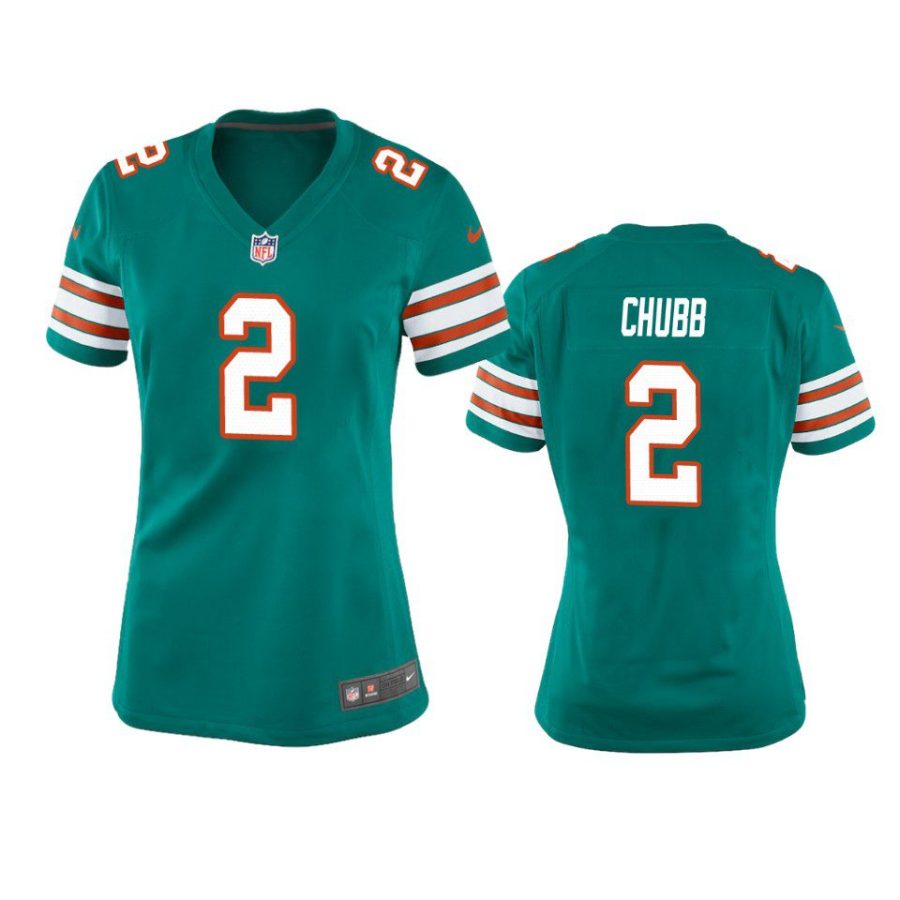 women bradley chubb dolphins throwback game aqua jersey