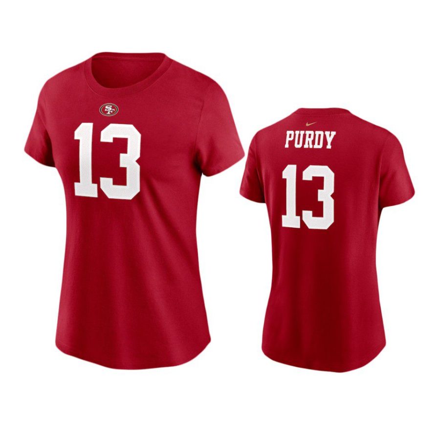 women brock purdy 49ers scarlet t shirt