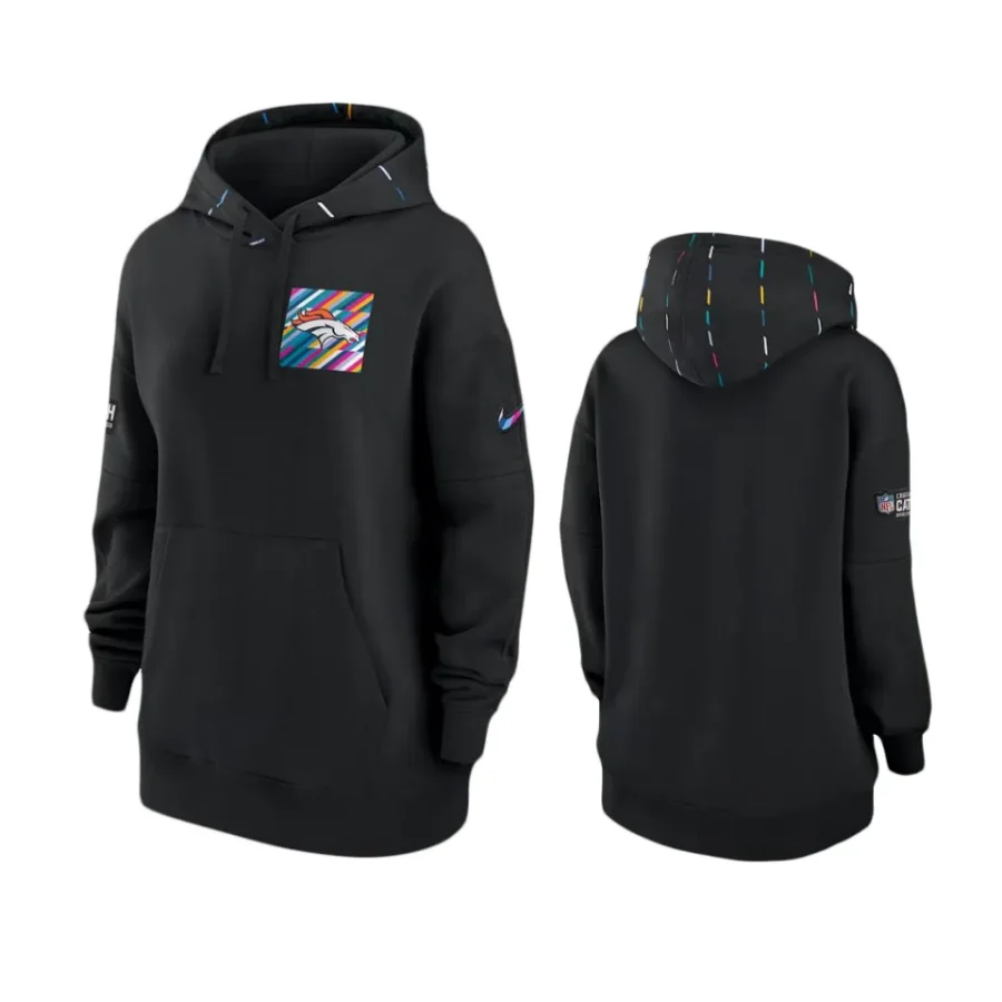 women broncos black 2023 nfl crucial catch club hoodie