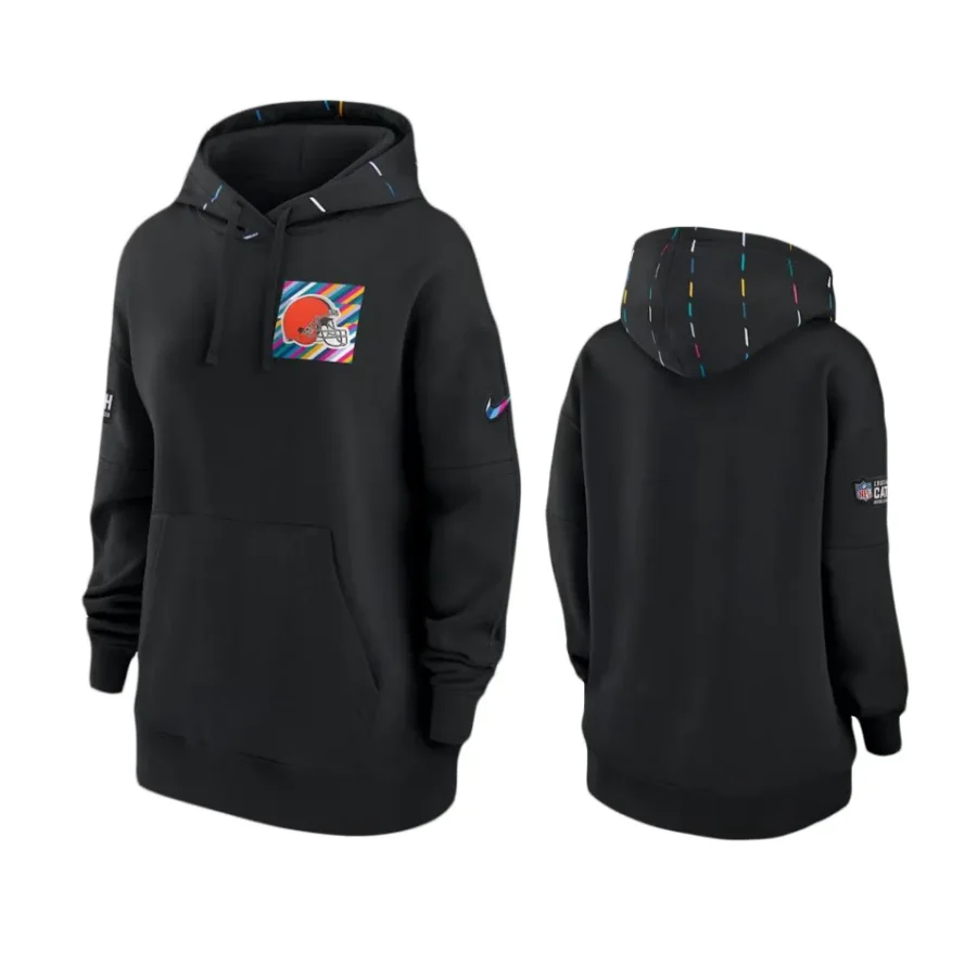 women browns black 2023 nfl crucial catch club hoodie