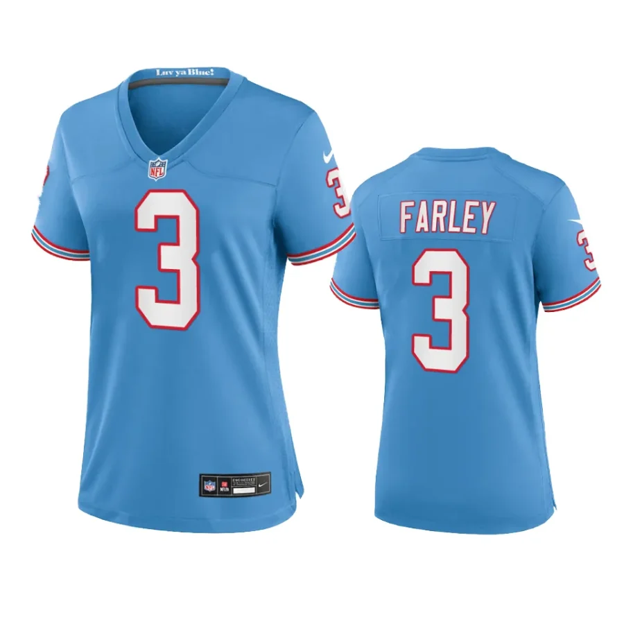 women caleb farley titans oilers throwback game light blue jersey