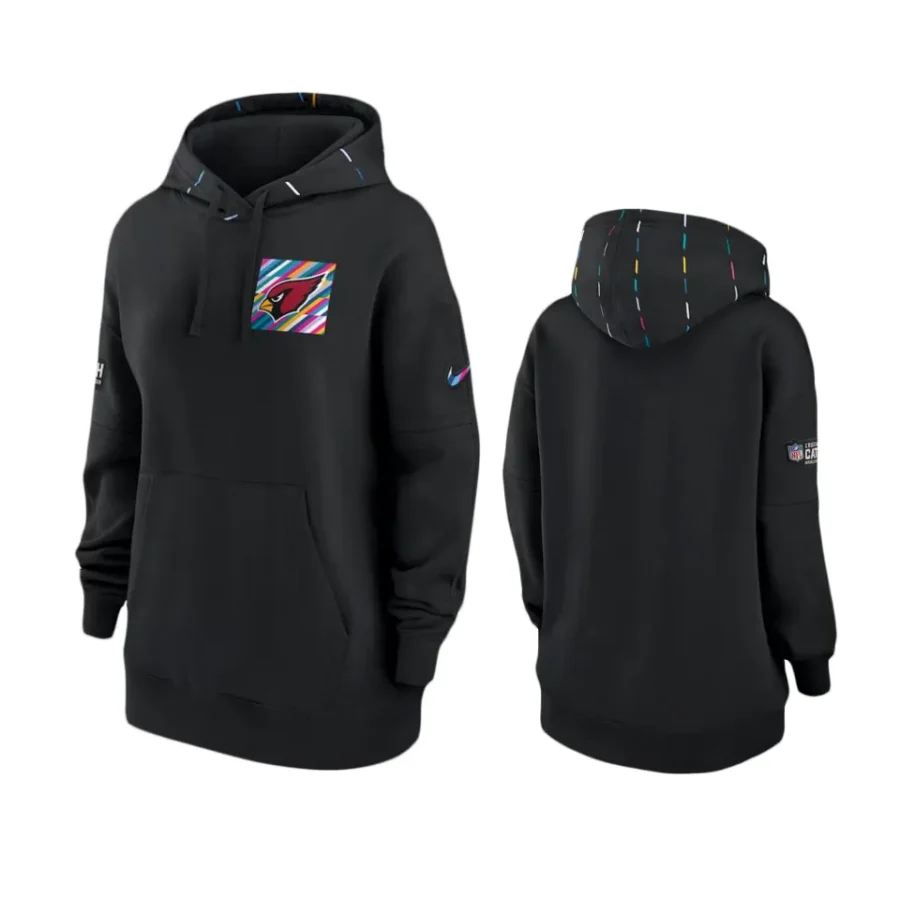 women cardinals black 2023 nfl crucial catch club hoodie