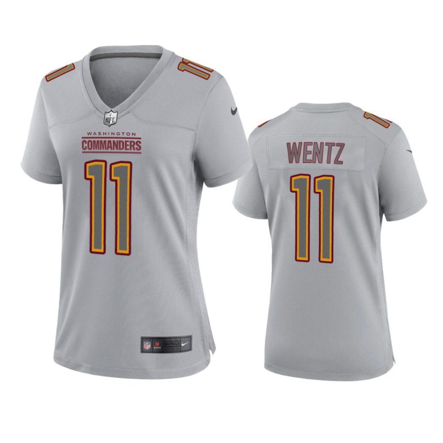 women carson wentz commanders gray atmosphere fashion game jersey