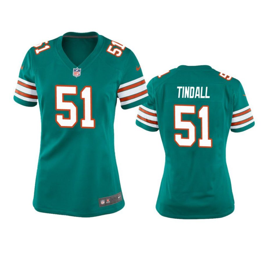 women channing tindall dolphins throwback game aqua jersey