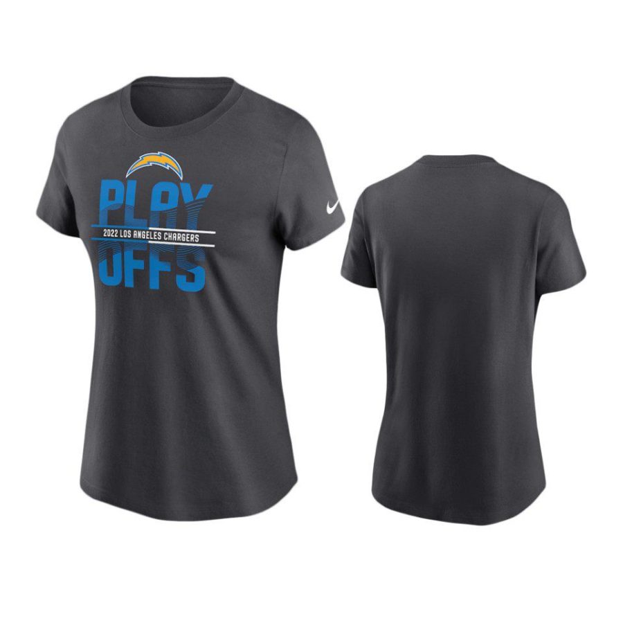 women chargers anthracite 2022 nfl playoffs t shirt