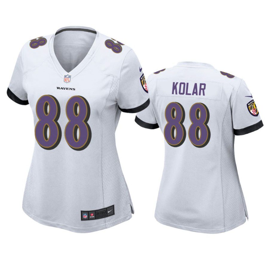 women charlie kolar ravens game white jersey