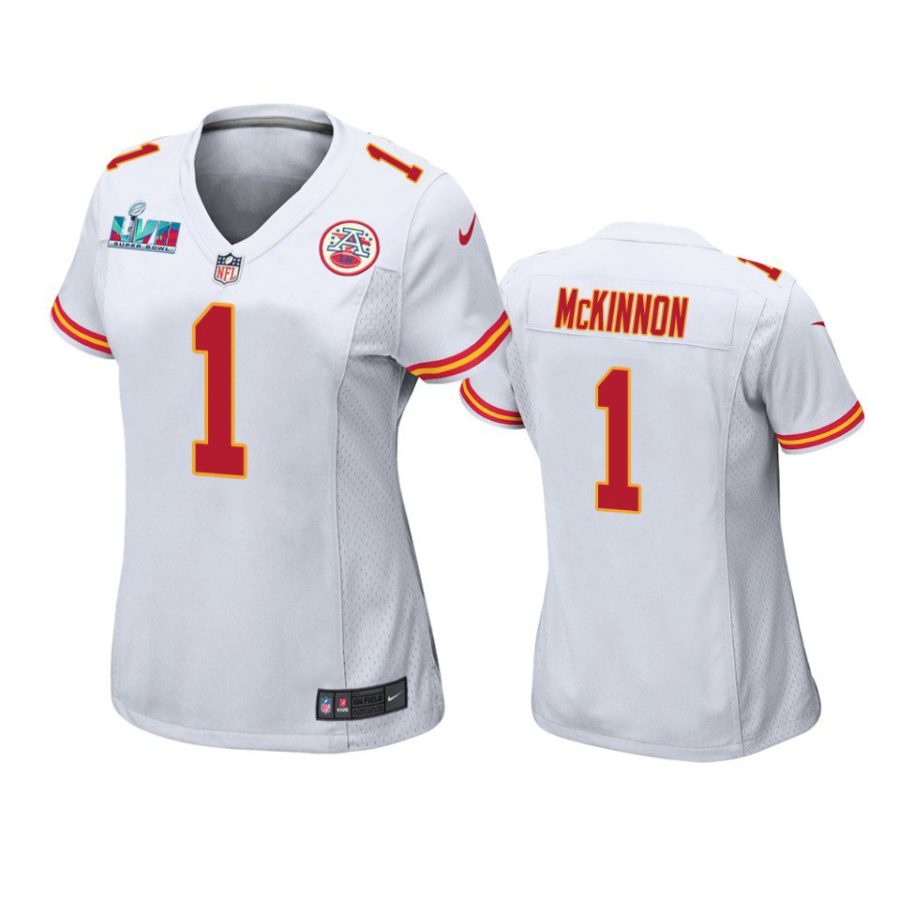 women chiefs jerick mckinnon white super bowl lvii game jersey