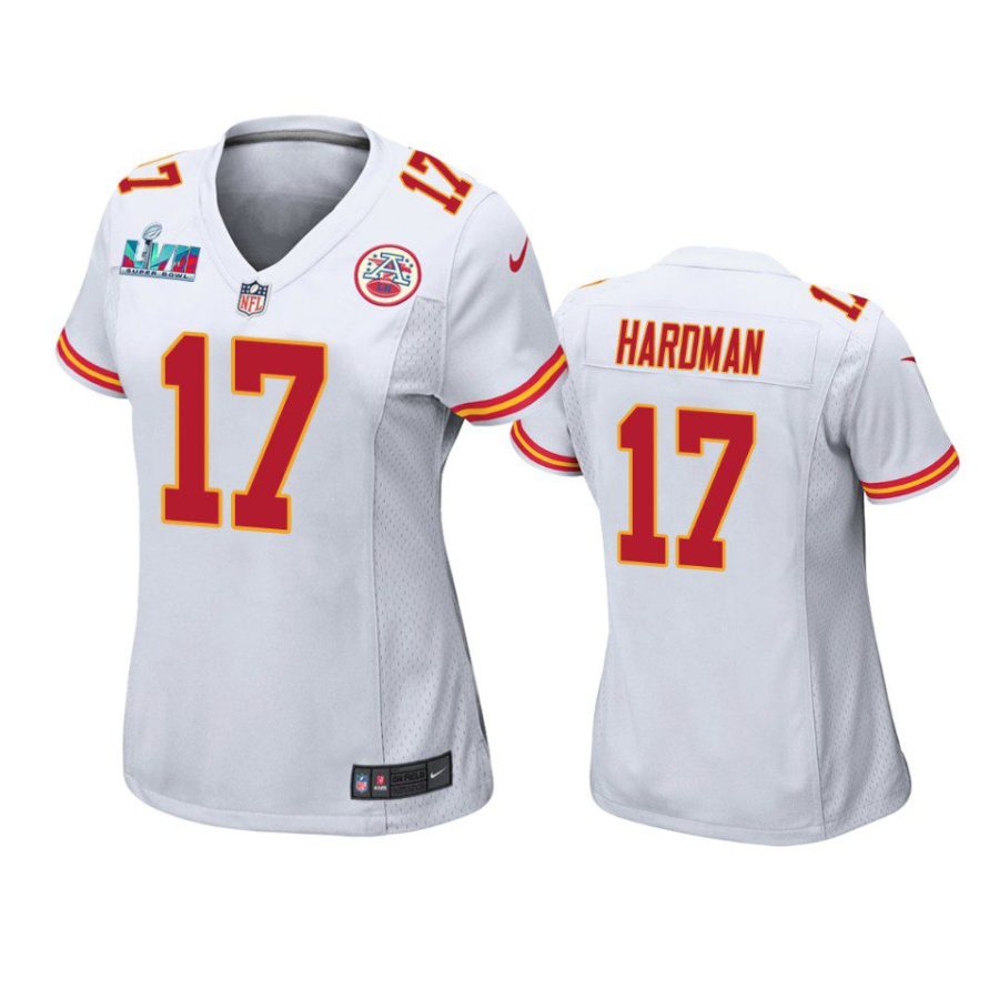 women chiefs mecole hardman white super bowl lvii game jersey