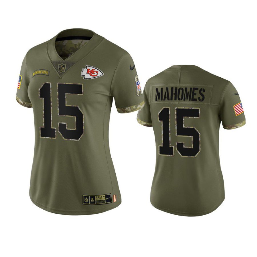 women chiefs patrick mahomes olive limited 2022 salute to service jersey