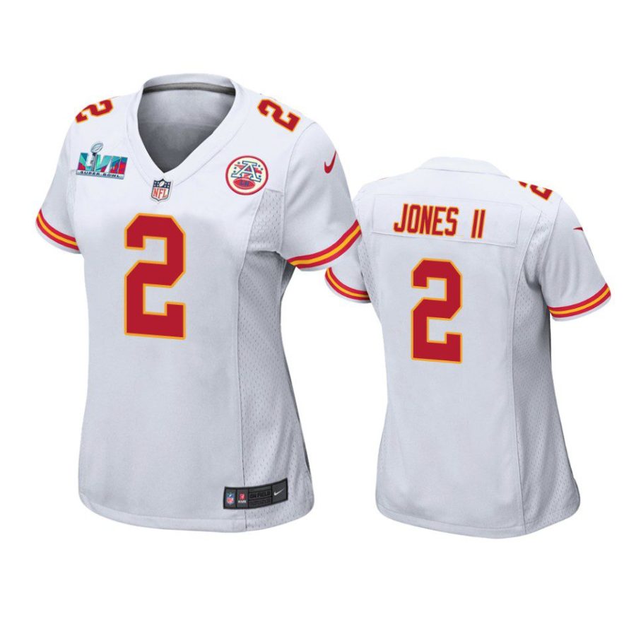 women chiefs ronald jones ii white super bowl lvii game jersey