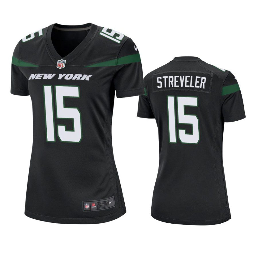 women chris streveler jets game black jersey