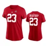 women christian mccaffrey 49ers scarlet super bowl lviii t shirt