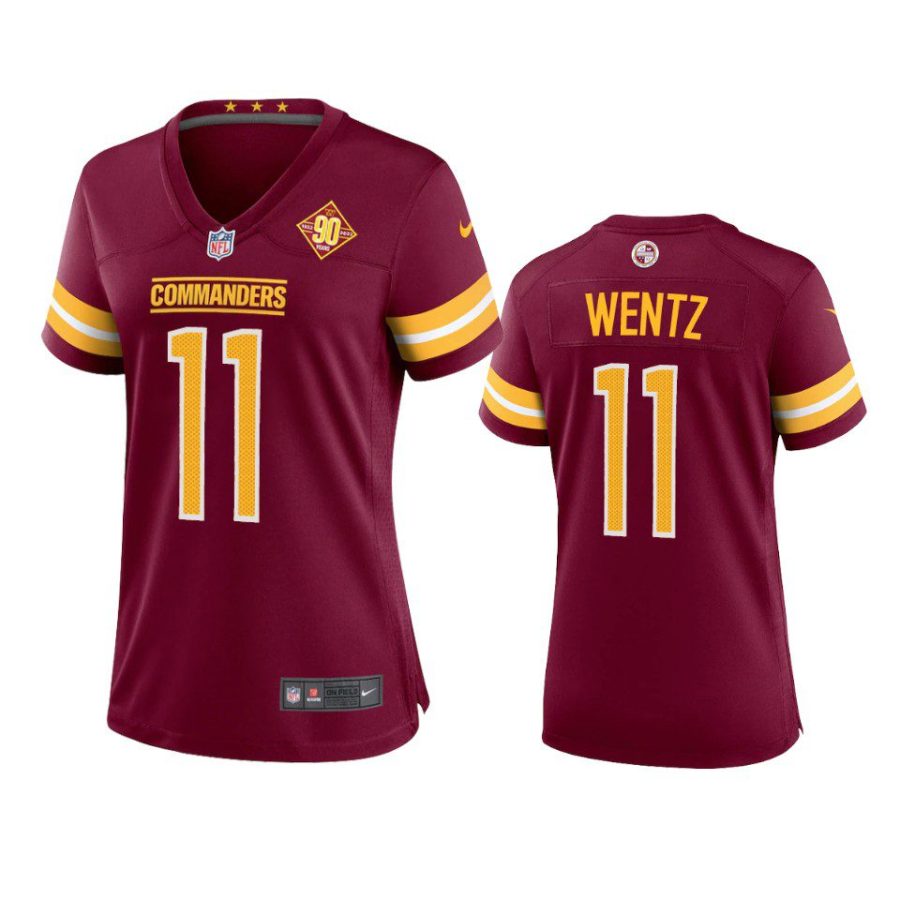 women commanders carson wentz 90th anniversary burgundy jersey