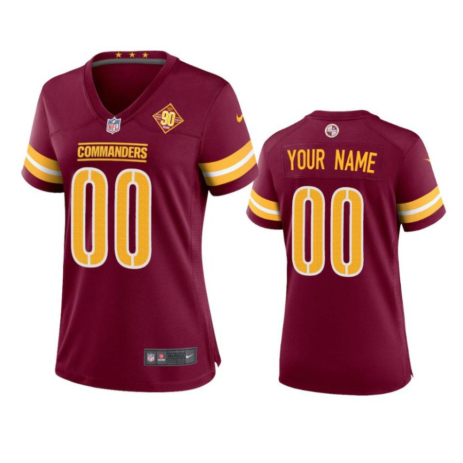 women commanders custom 90th anniversary burgundy jersey