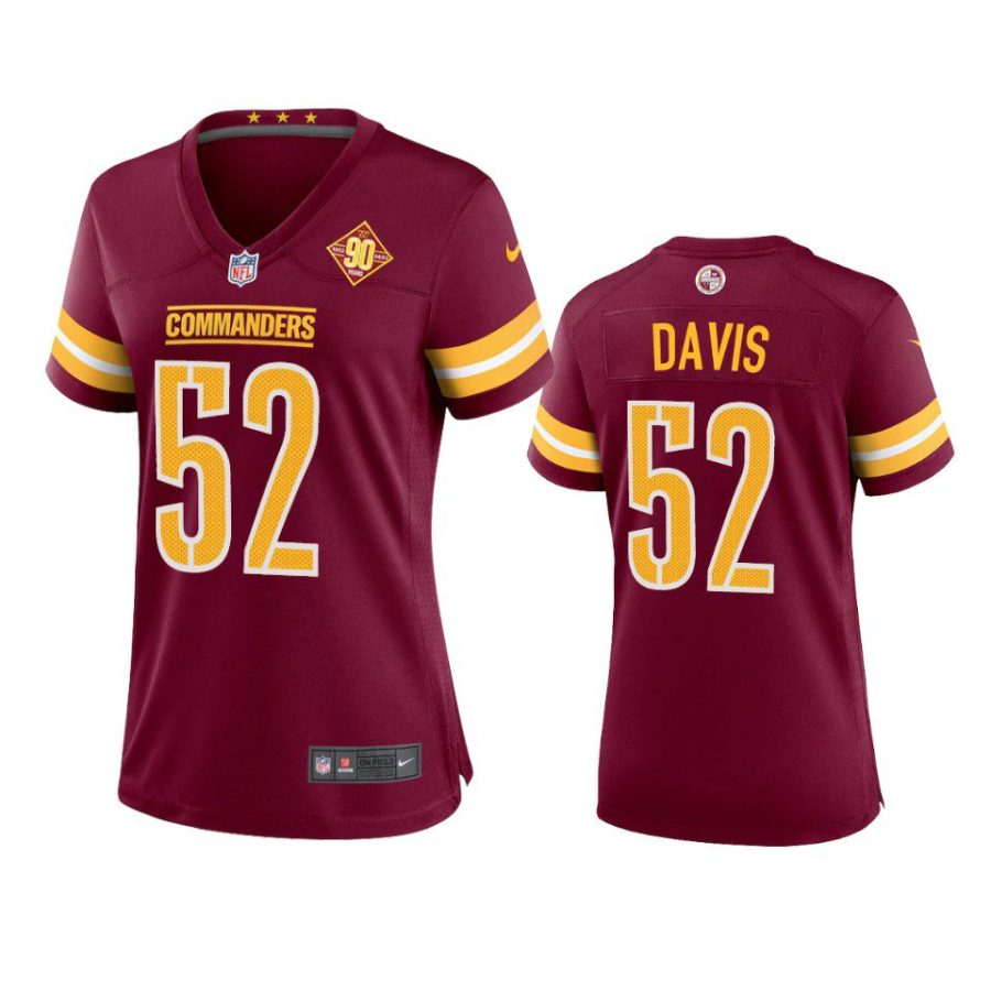 women commanders jamin davis 90th anniversary burgundy jersey