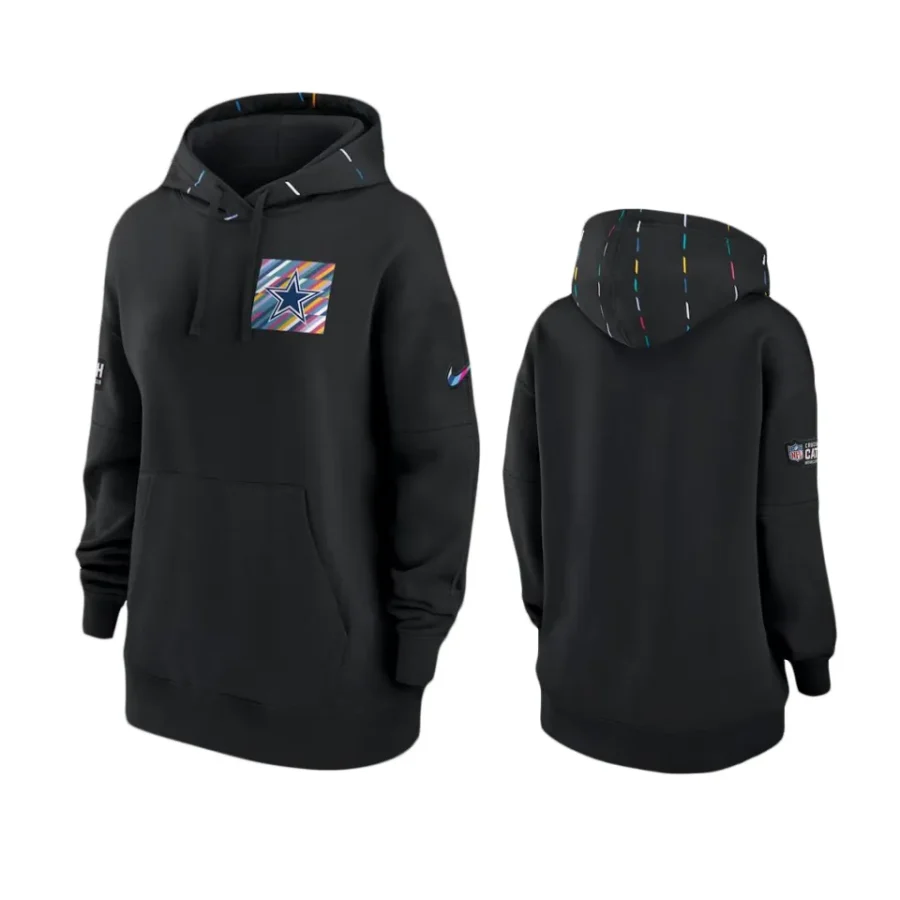 women cowboys black 2023 nfl crucial catch club hoodie