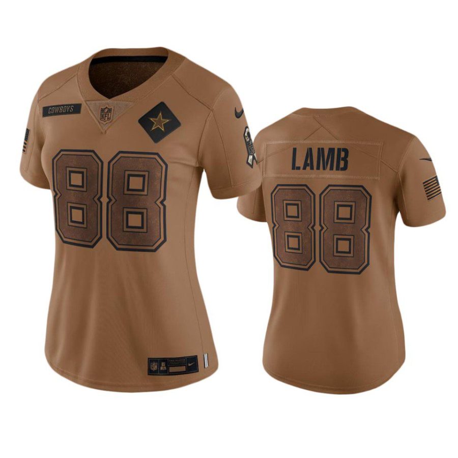 women cowboys ceedee lamb brown limited 2023 salute to service jersey