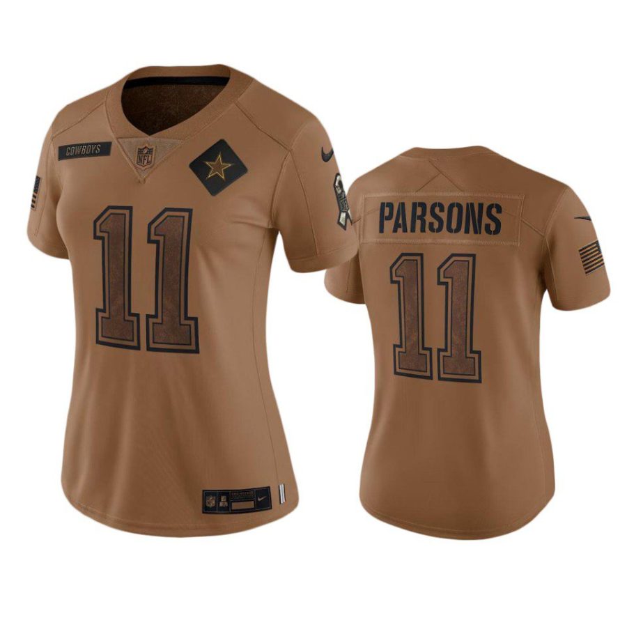 women cowboys micah parsons brown limited 2023 salute to service jersey