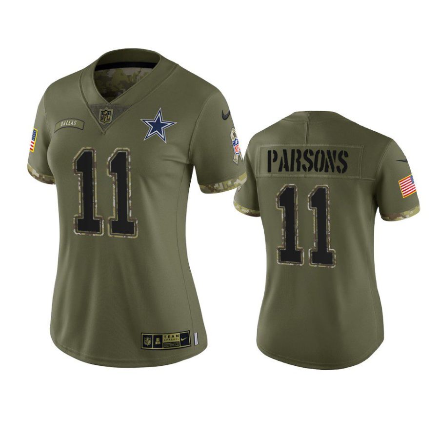 women cowboys micah parsons olive limited 2022 salute to service jersey