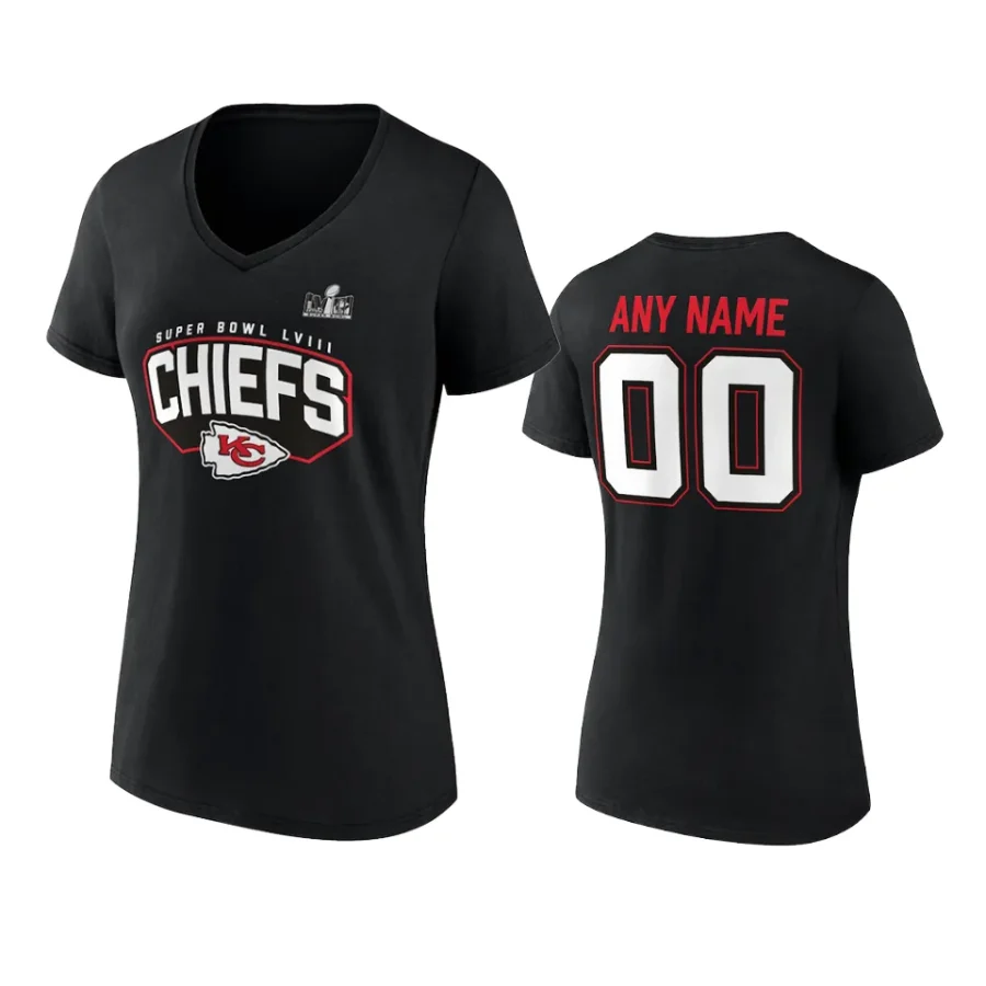 women custom chiefs black super bowl lviii t shirt