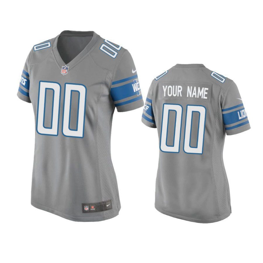 women custom lions game silver jersey