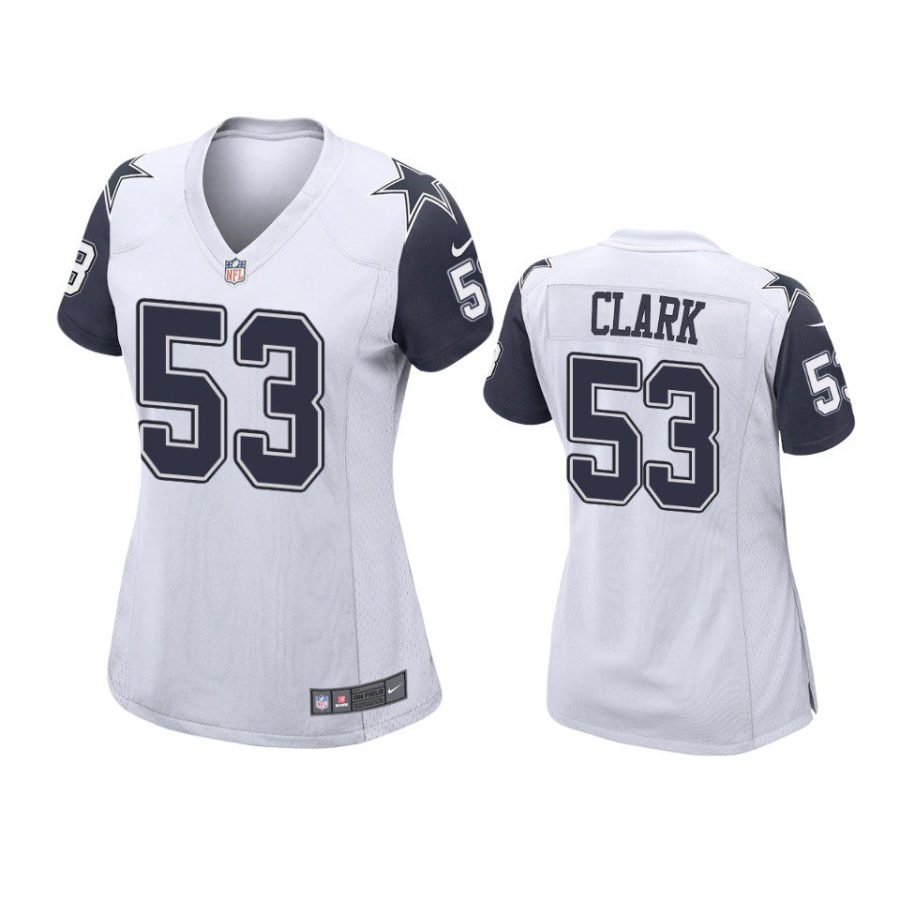 women damone clark cowboys alternate game white jersey