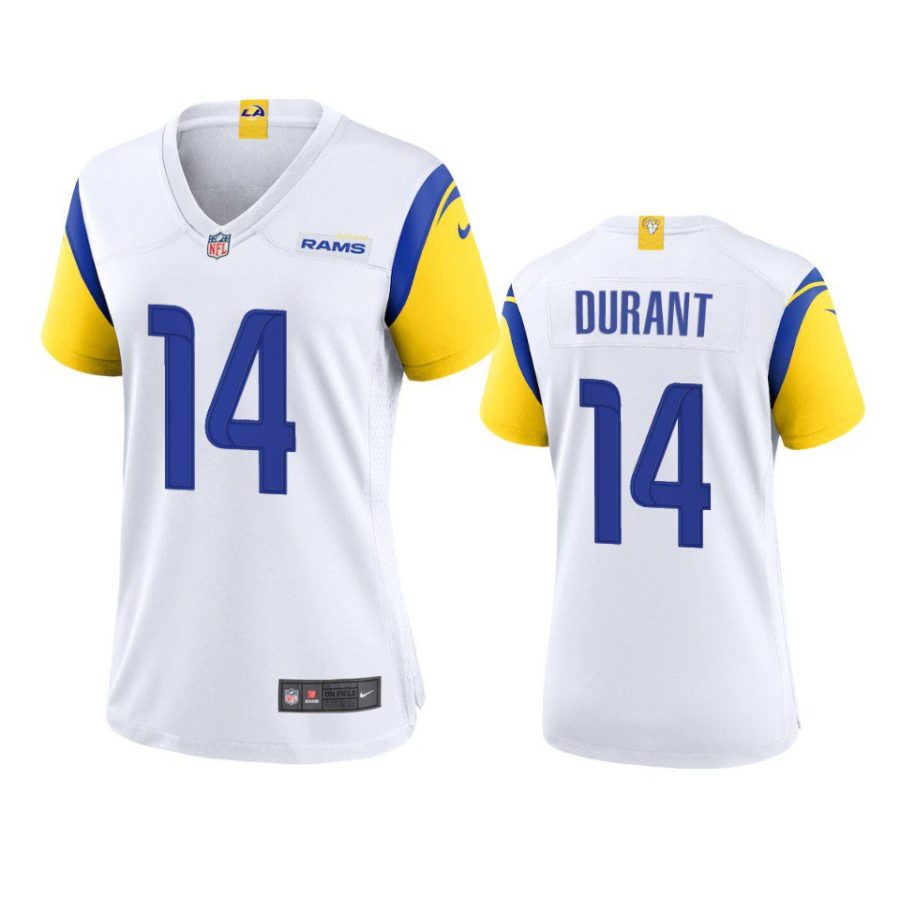 women decobie durant rams alternate game white jersey