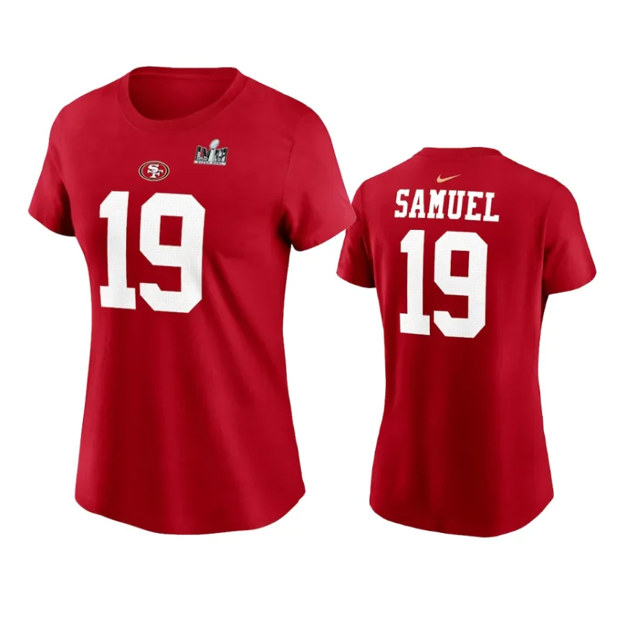 women deebo samuel 49ers scarlet super bowl lviii t shirt