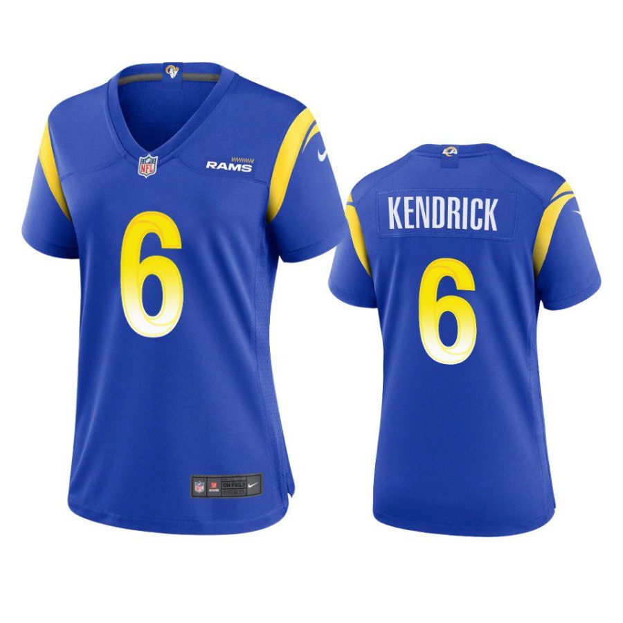 women derion kendrick rams game royal jersey