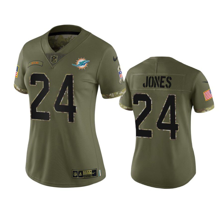 women dolphins byron jones olive limited 2022 salute to service jersey