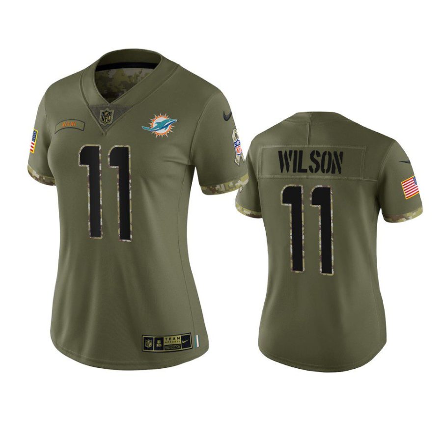 women dolphins cedrick wilson olive limited 2022 salute to service jersey