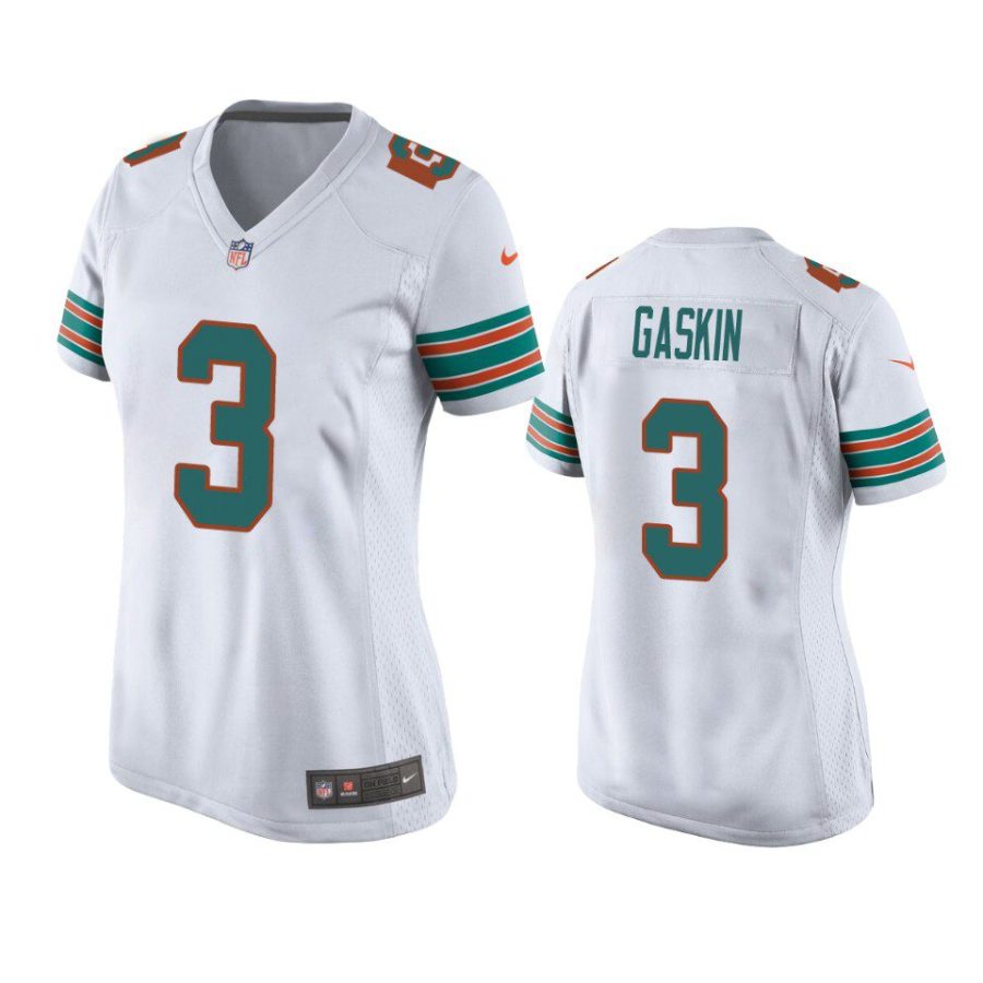 women dolphins myles gaskin throwback game white jersey