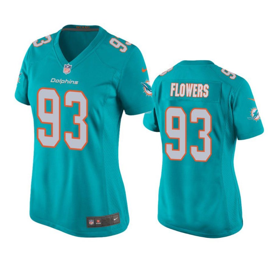 women dolphins trey flowers game aqua jersey