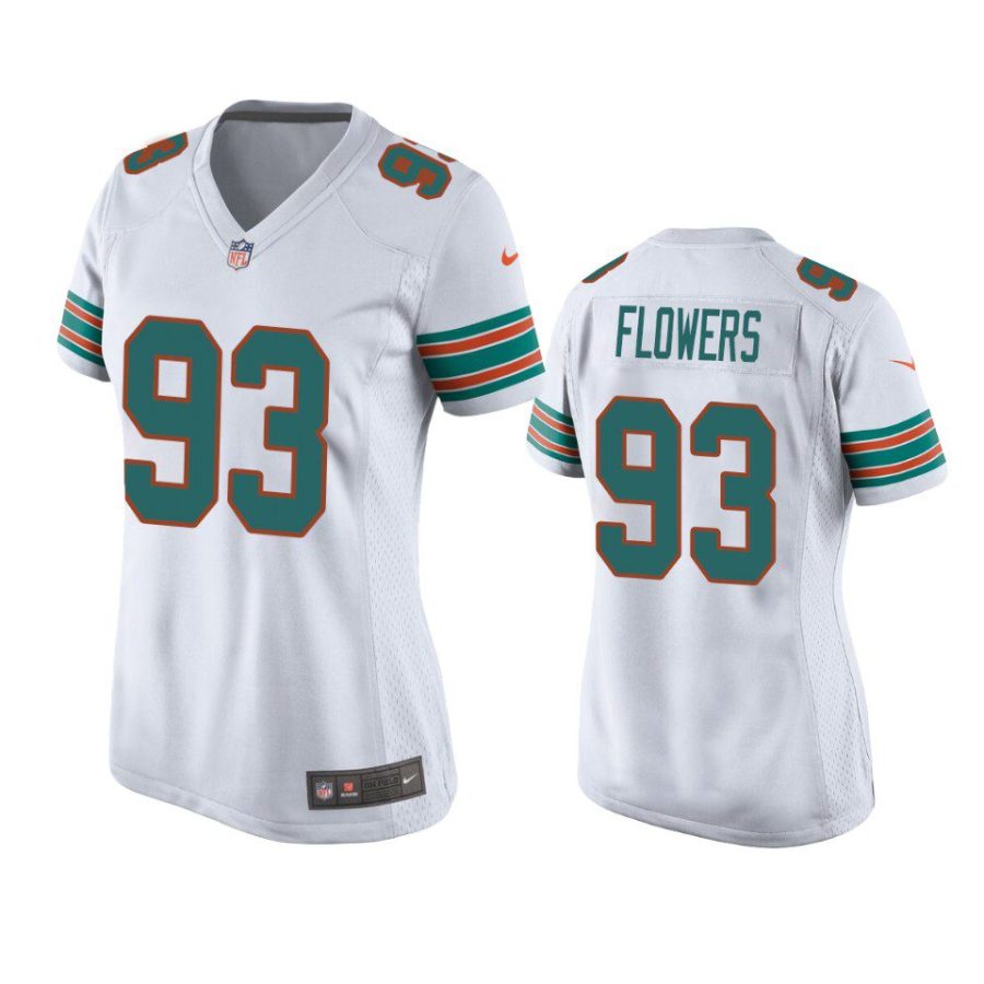 women dolphins trey flowers throwback game white jersey