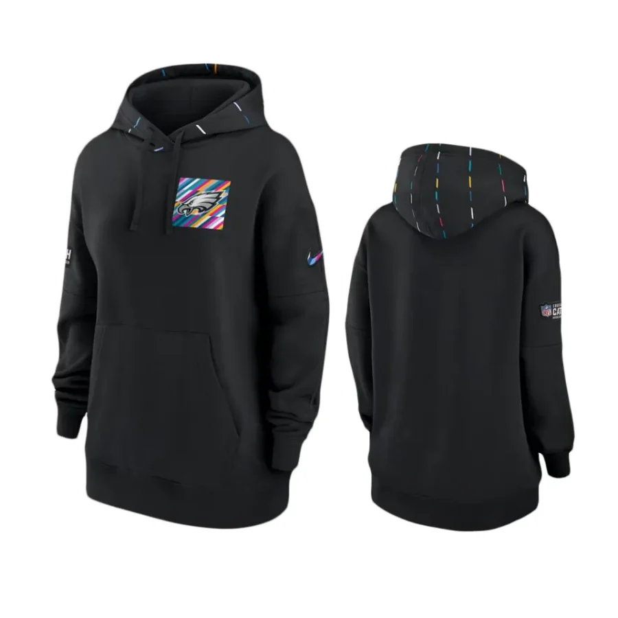 women eagles black 2023 nfl crucial catch club hoodie