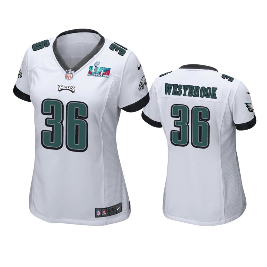 women eagles brian westbrook white super bowl lvii game jersey