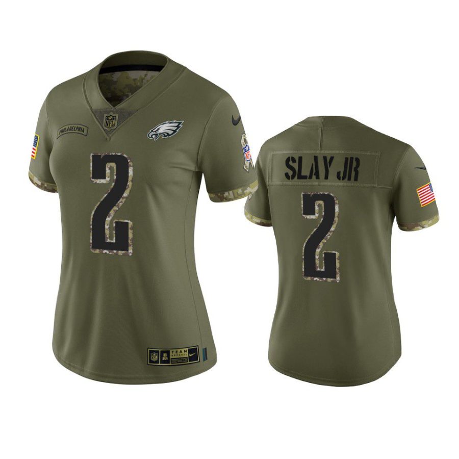 women eagles darius slay jr olive limited 2022 salute to service jersey