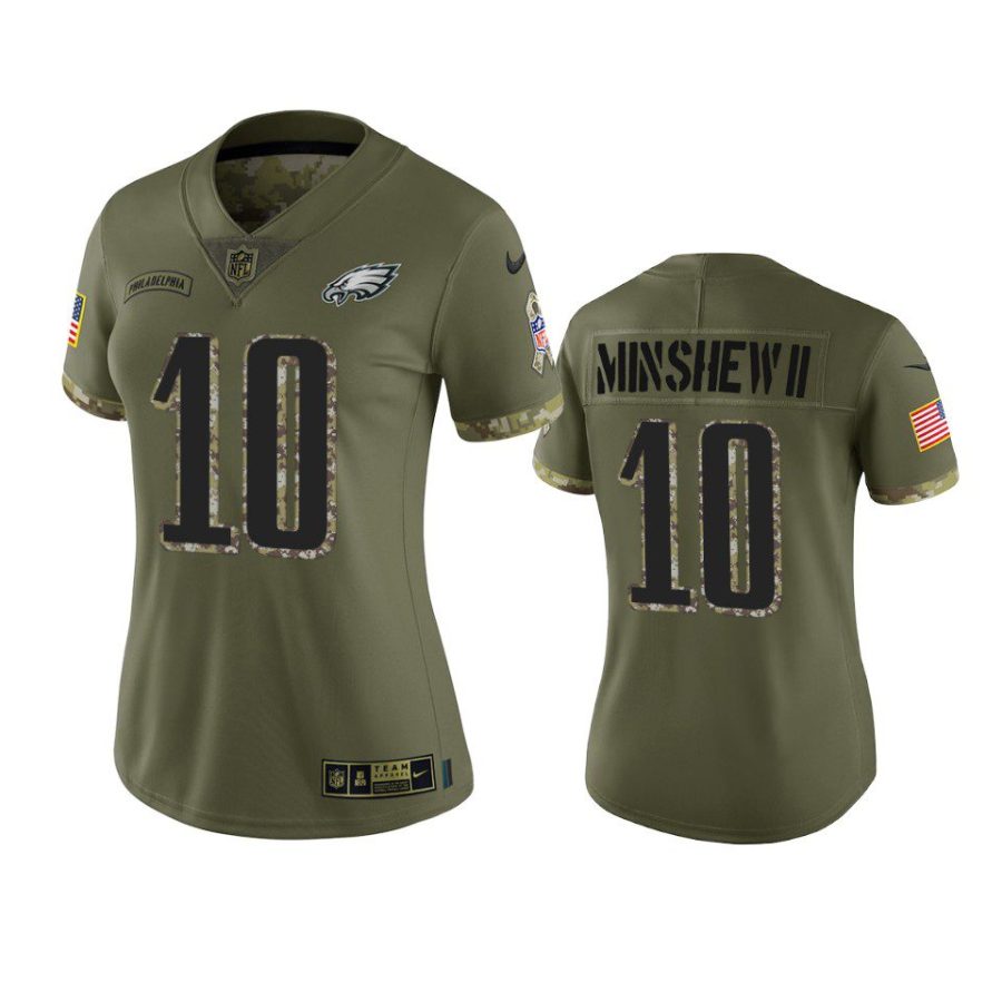 women eagles gardner minshew ii olive limited 2022 salute to service jersey