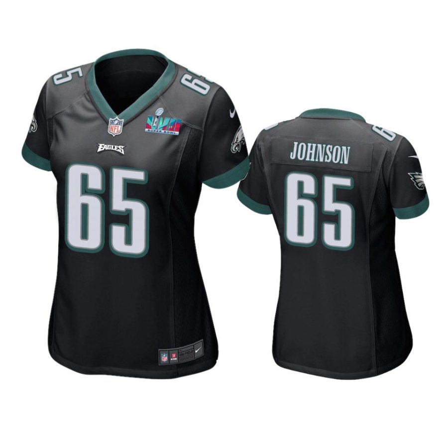 women eagles lane johnson black super bowl lvii game jersey