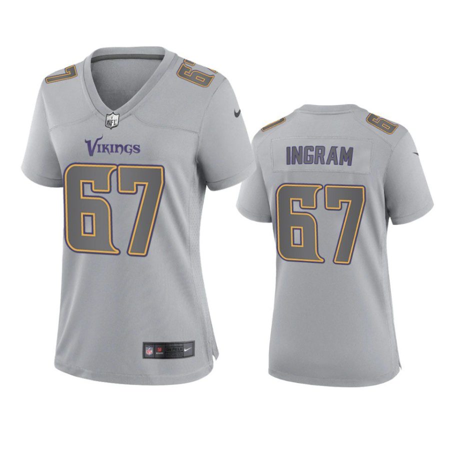 women ed ingram vikings gray atmosphere fashion game jersey