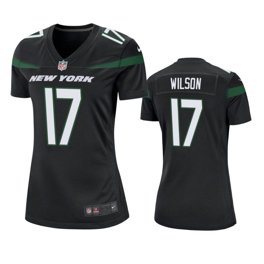 women garrett wilson jets game black jersey