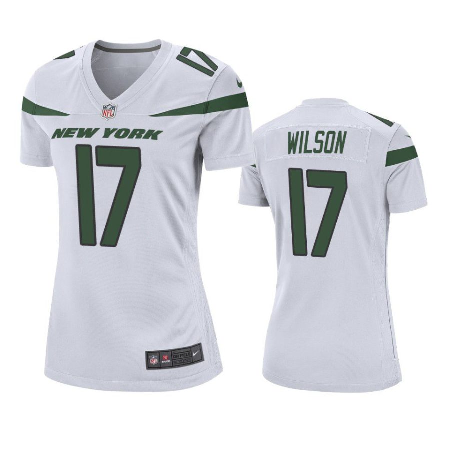 women garrett wilson jets game white jersey