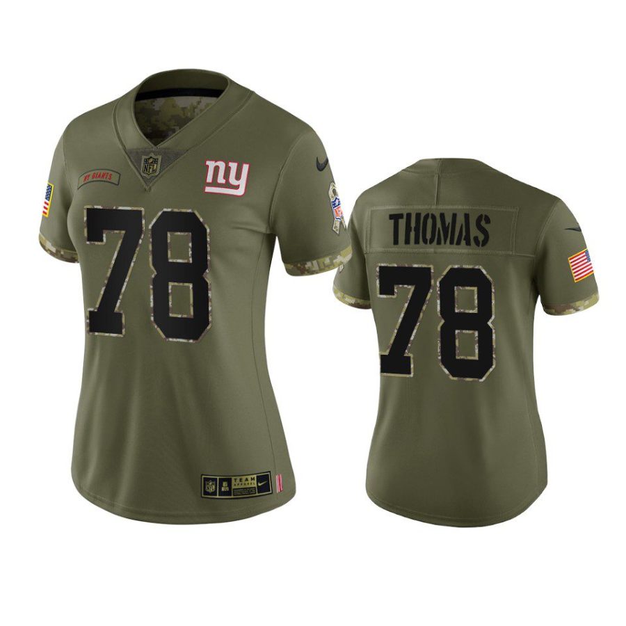 women giants andrew thomas olive limited 2022 salute to service jersey