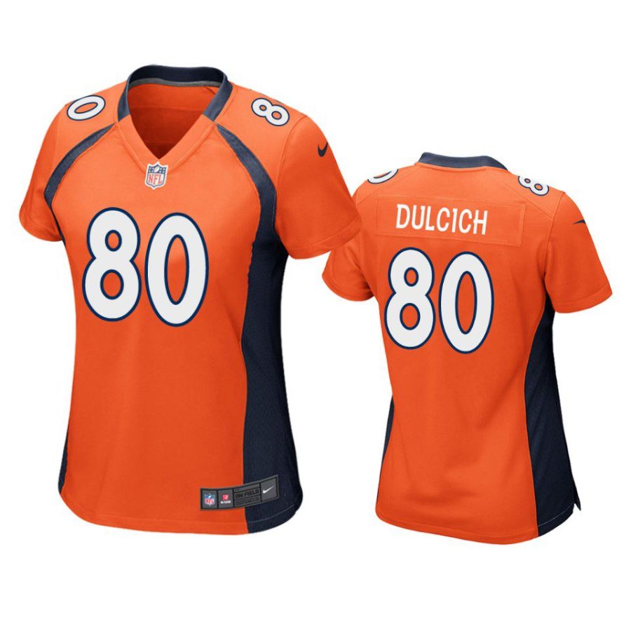 women greg dulcich broncos game orange jersey