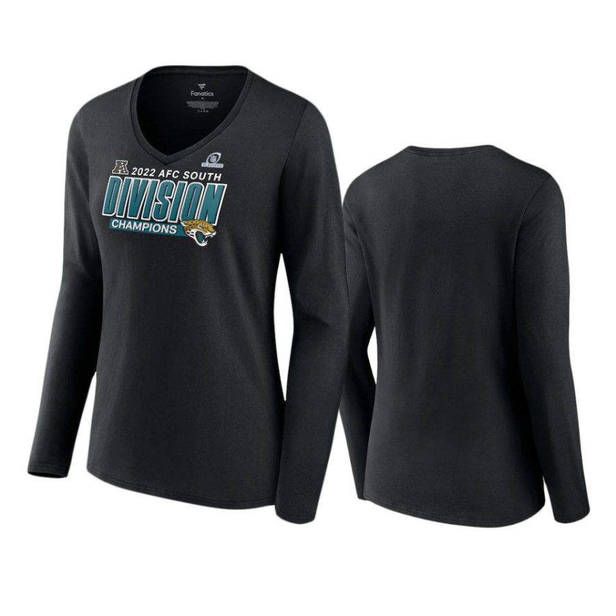 women jaguars black 2022 afc south division champions long sleeve t shirt