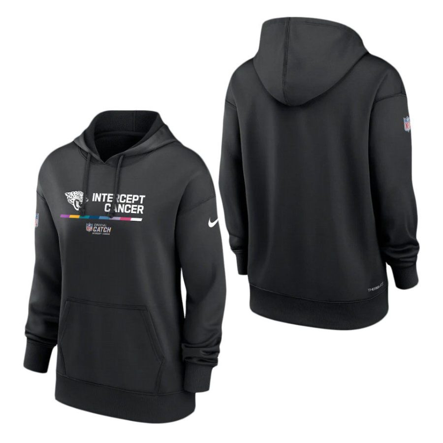 women jaguars black 2022 nfl crucial catch therma pullover hoodie