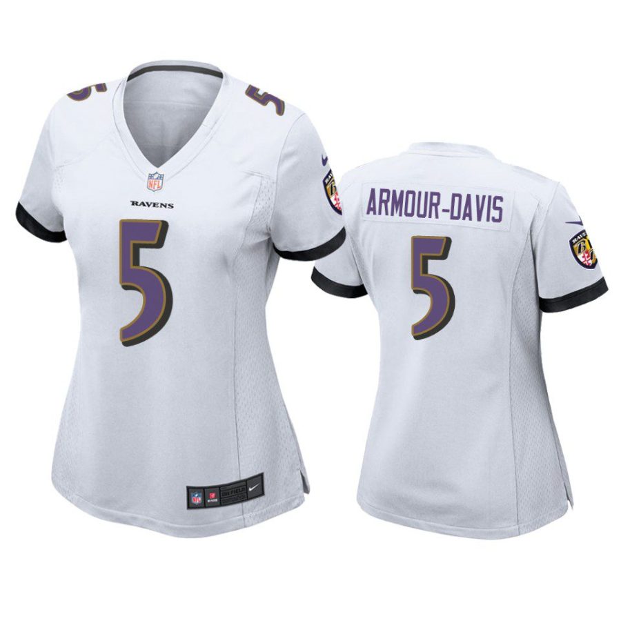 women jalyn armour davis ravens game white jersey