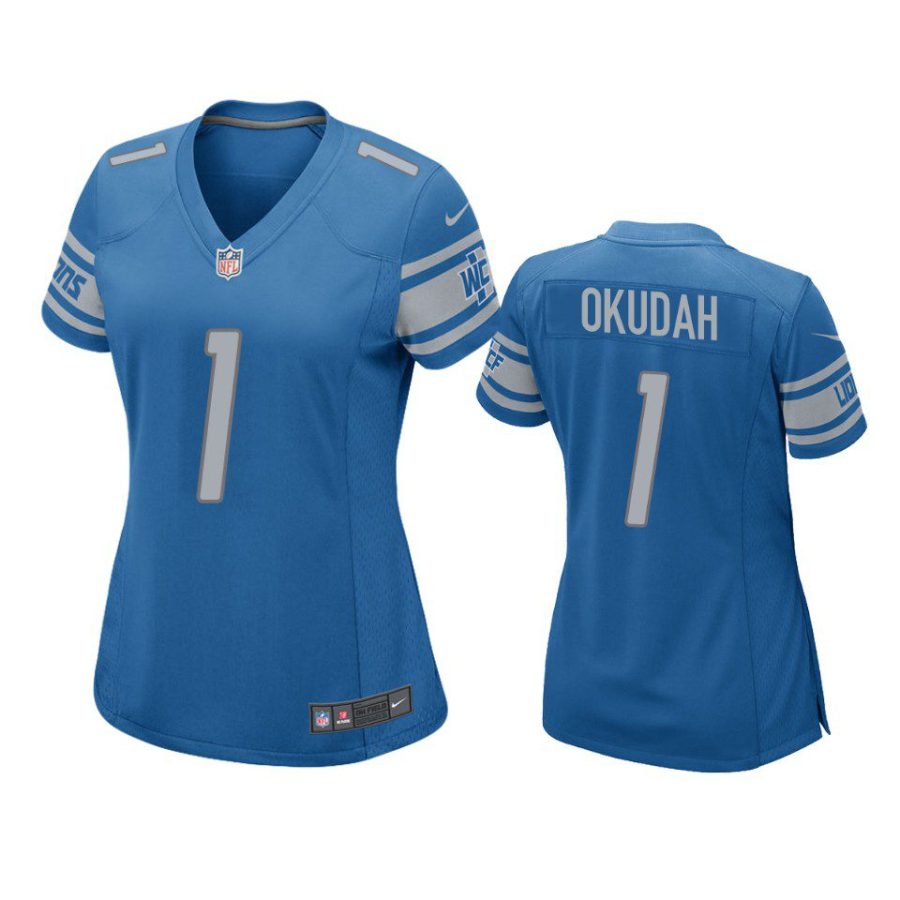 women jeff okudah lions game blue jersey