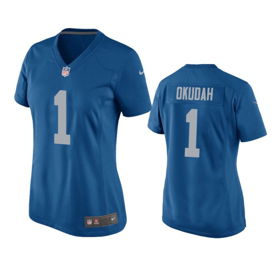 women jeff okudah lions throwback game blue jersey